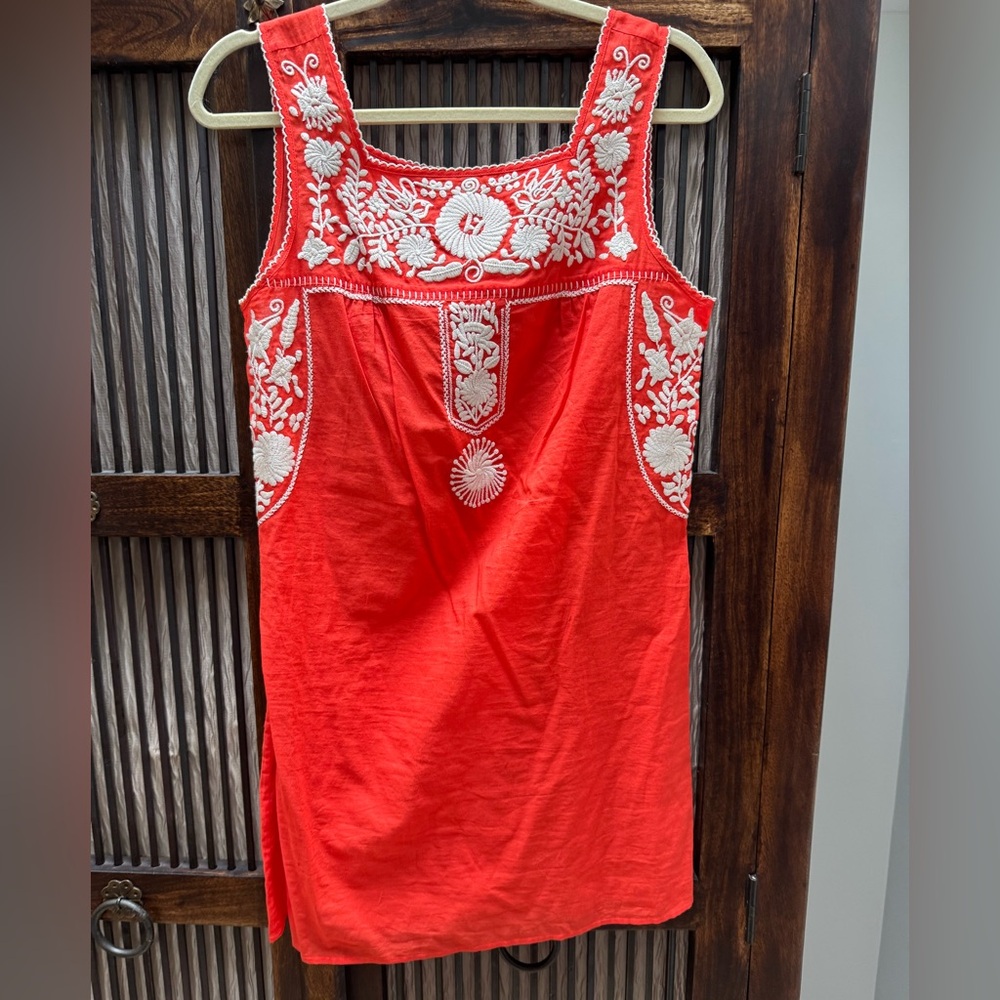 EUC Tory Burch Amira Embroidered Red Mini Dress - Size S